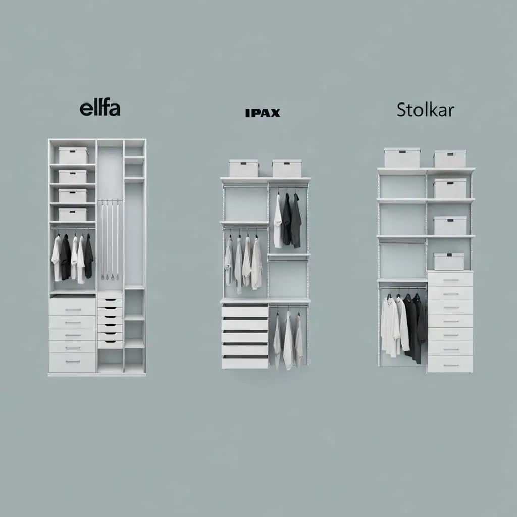 Porównanie systemów garderobianych: Elfa vs. IKEA PAX vs. Stolkar